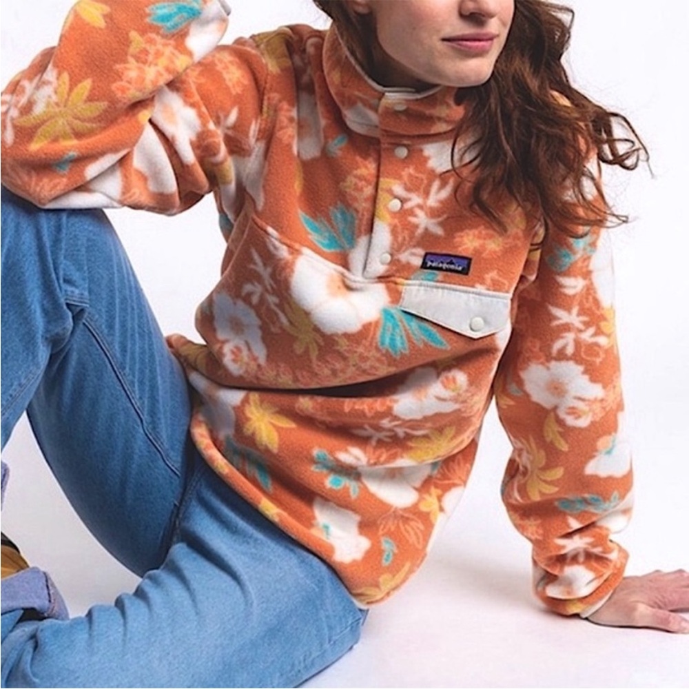 Euc PATAGONIA Synchilla Snap Fleece RARE 🌺 print